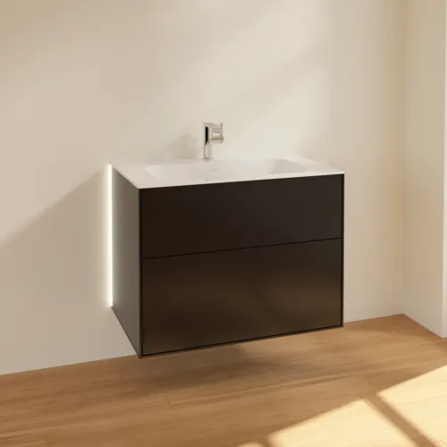 Bild von VILLEROY BOCH Finion Waschbeckenunterschrank, mit Beleuchtung, 2 Auszüge, 796 x 591 x 498 mm, Black Matt Lacquer #G01000PD