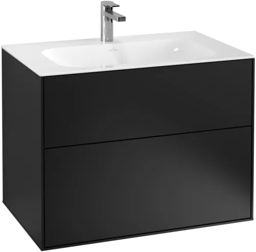 Bild von VILLEROY BOCH Finion Waschbeckenunterschrank, mit Beleuchtung, 2 Auszüge, 796 x 591 x 498 mm, Black Matt Lacquer #G01000PD