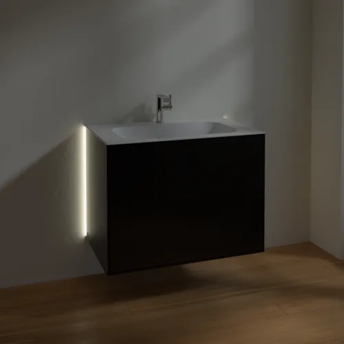 Bild von VILLEROY BOCH Finion Waschbeckenunterschrank, mit Beleuchtung, 2 Auszüge, 796 x 591 x 498 mm, Black Matt Lacquer #G01000PD