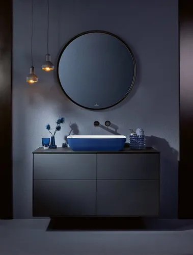 VILLEROY BOCH Finion Waschbeckenunterschrank, mit Beleuchtung, 4 Auszüge, 1200 x 603 x 501 mm, Midnight Blue Matt Lacquer / Glass Black Matt #GA3200HG, Bild 9