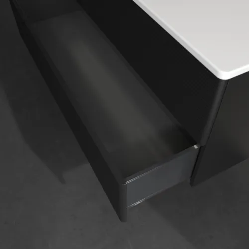 Bild von VILLEROY BOCH Antao Waschbeckenunterschrank, mit Beleuchtung, 2 Auszüge, 1188 x 504 x 493 mm, Front mit Struktur, Black Matt Lacquer #L06100PD