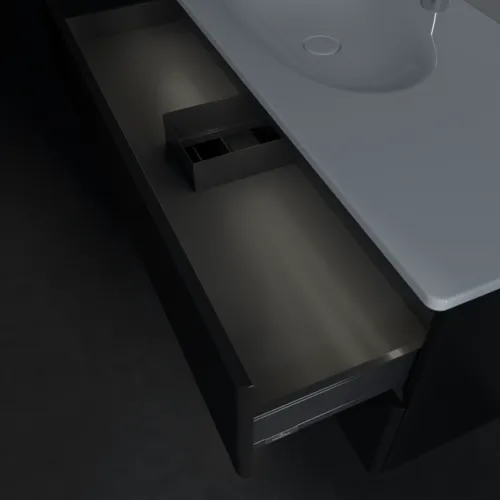 Bild von VILLEROY BOCH Antao Waschbeckenunterschrank, mit Beleuchtung, 2 Auszüge, 1188 x 504 x 493 mm, Front mit Struktur, Black Matt Lacquer #L06100PD