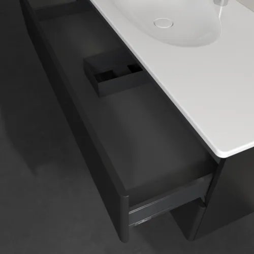 Bild von VILLEROY BOCH Antao Waschbeckenunterschrank, mit Beleuchtung, 2 Auszüge, 1188 x 504 x 493 mm, Front mit Struktur, Black Matt Lacquer #L06100PD