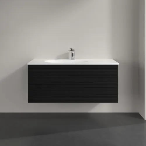 Bild von VILLEROY BOCH Antao Waschbeckenunterschrank, mit Beleuchtung, 2 Auszüge, 1188 x 504 x 493 mm, Front mit Struktur, Black Matt Lacquer #L06100PD