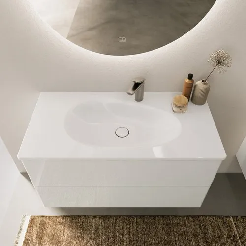 Bild von VILLEROY BOCH Antao Einhebel-Waschtischarmatur mit Push-Open-Ablaufgarnitur, Brushed Nickel Matt #TVW11100300064