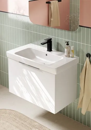 Bild von VILLEROY BOCH Architectura Square Einhebel-Waschtischarmatur mit Zugstangen- Ablaufgarnitur, Matt Black #TVW125001000K5