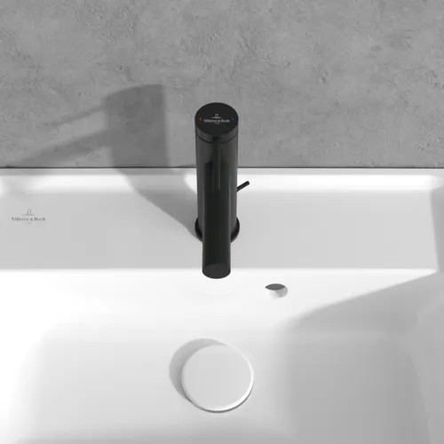 Bild von VILLEROY BOCH Loop & Friends Einhebel-Waschtischarmatur mit Zugstangen- Ablaufgarnitur, Matt Black #TVW106102153K5