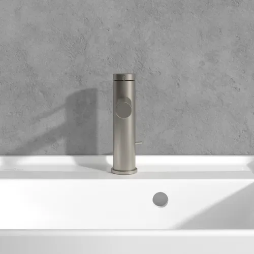 Bild von VILLEROY BOCH Loop & Friends Einhebel-Waschtischarmatur mit Zugstangen- Ablaufgarnitur, Brushed Nickel Matt #TVW10610215364