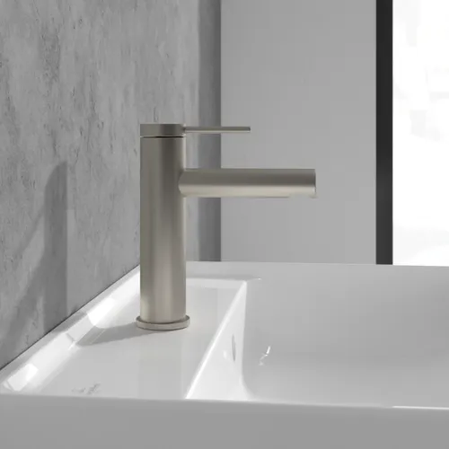 Bild von VILLEROY BOCH Loop & Friends Einhebel-Waschtischarmatur mit Zugstangen- Ablaufgarnitur, Brushed Nickel Matt #TVW10610215364