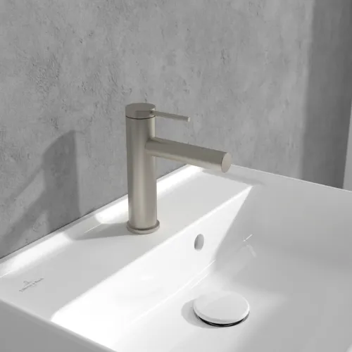 Bild von VILLEROY BOCH Loop & Friends Einhebel-Waschtischarmatur mit Zugstangen- Ablaufgarnitur, Brushed Nickel Matt #TVW10610215364