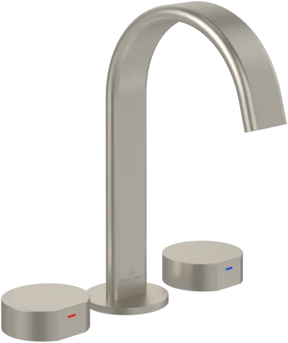 Bild von VILLEROY BOCH Dawn Dreiloch-Waschtischarmatur ohne Ablaufgarnitur, Brushed Nickel Matt #TVZ10600500064