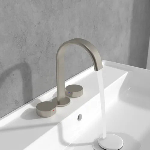 VILLEROY BOCH Dawn Dreiloch-Waschtischarmatur ohne Ablaufgarnitur, Brushed Nickel Matt #TVZ10600500064, Bild 7