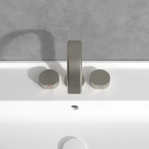 VILLEROY BOCH Dawn Dreiloch-Waschtischarmatur ohne Ablaufgarnitur, Brushed Nickel Matt #TVZ10600500064, Bild 5