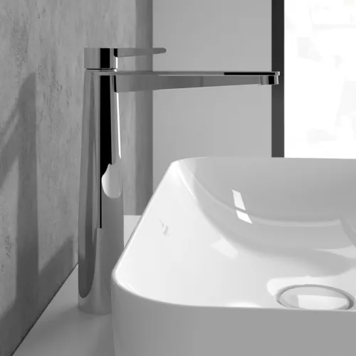 Bild von VILLEROY BOCH Conum Einhebel-Waschtischarmatur erhöht mit Push-Open-Ablaufgarnitur, Chrom #TVW12700500061