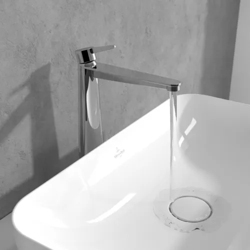 Bild von VILLEROY BOCH Conum Einhebel-Waschtischarmatur erhöht mit Push-Open-Ablaufgarnitur, Chrom #TVW12700500061