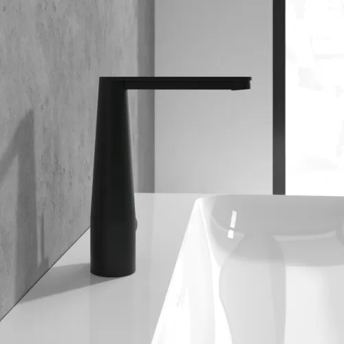 Bild von VILLEROY BOCH Conum Einhebel-Waschtischarmatur mit Push-Open-Ablaufgarnitur, Matt Black #TVW127004000K5