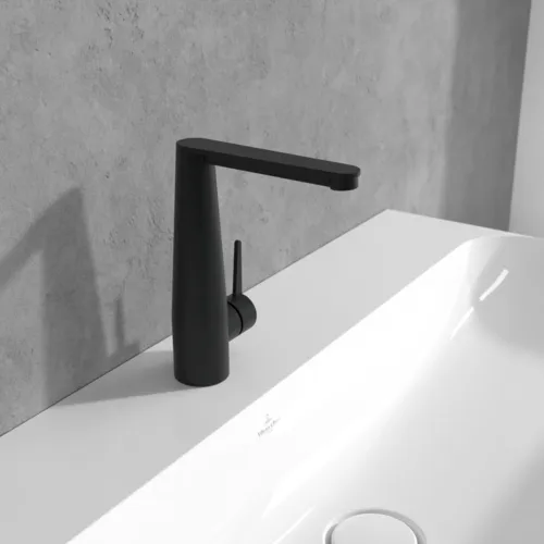 Bild von VILLEROY BOCH Conum Einhebel-Waschtischarmatur mit Push-Open-Ablaufgarnitur, Matt Black #TVW127004000K5