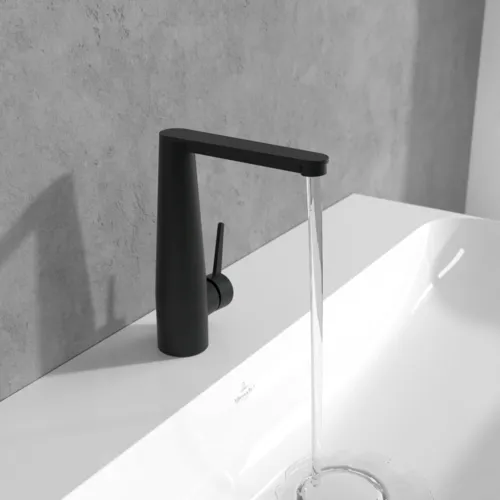 Bild von VILLEROY BOCH Conum Einhebel-Waschtischarmatur mit Push-Open-Ablaufgarnitur, Matt Black #TVW127004000K5