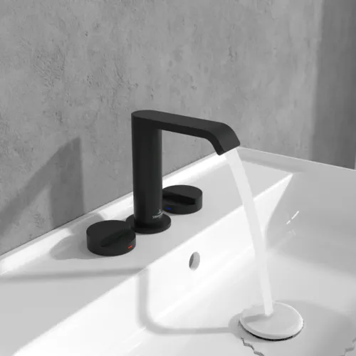 Bild von VILLEROY BOCH Dawn Dreiloch-Waschtischarmatur ohne Ablaufgarnitur, Matt Black #TVZ106001000K5