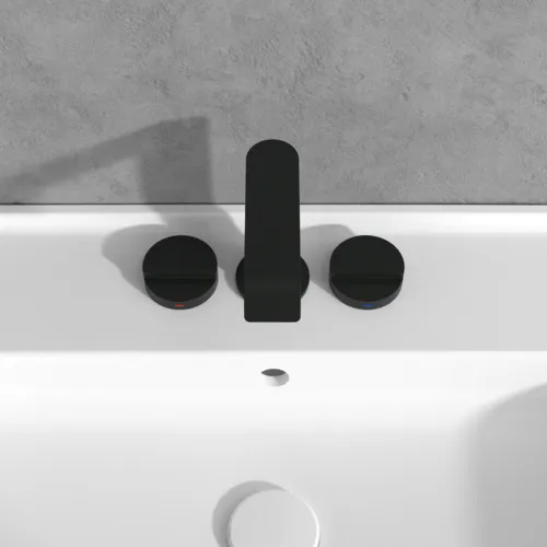 Bild von VILLEROY BOCH Dawn Dreiloch-Waschtischarmatur ohne Ablaufgarnitur, Matt Black #TVZ106001000K5