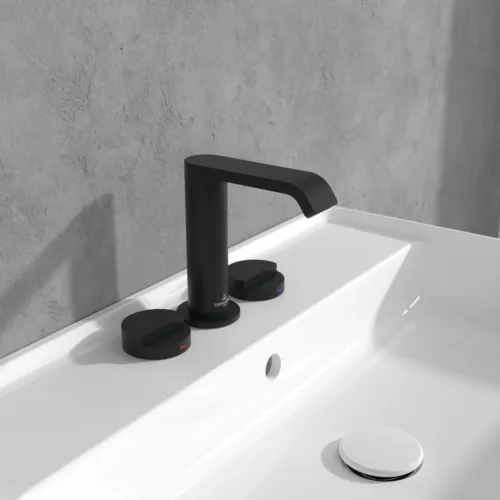 Bild von VILLEROY BOCH Dawn Dreiloch-Waschtischarmatur ohne Ablaufgarnitur, Matt Black #TVZ106001000K5