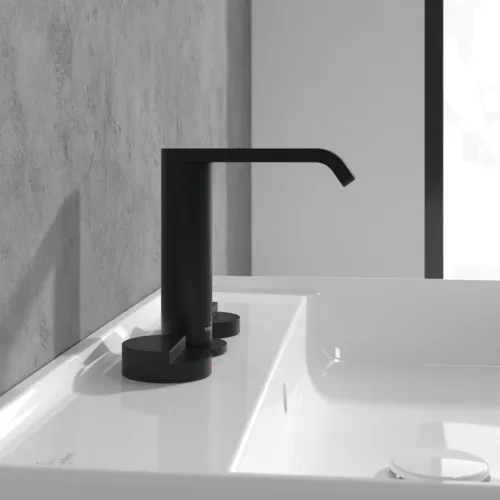 Bild von VILLEROY BOCH Dawn Dreiloch-Waschtischarmatur ohne Ablaufgarnitur, Matt Black #TVZ106001000K5
