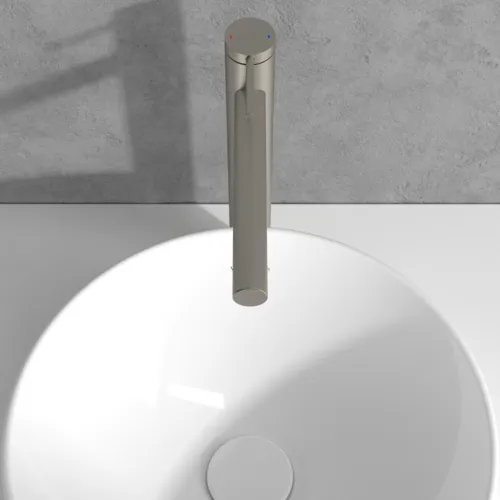 Bild von VILLEROY BOCH Loop & Friends Einhebel-Waschtischarmatur erhöht ohne Ablaufgarnitur, Brushed Nickel Matt #TVW10610615364