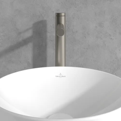 Bild von VILLEROY BOCH Loop & Friends Einhebel-Waschtischarmatur erhöht ohne Ablaufgarnitur, Brushed Nickel Matt #TVW10610615364