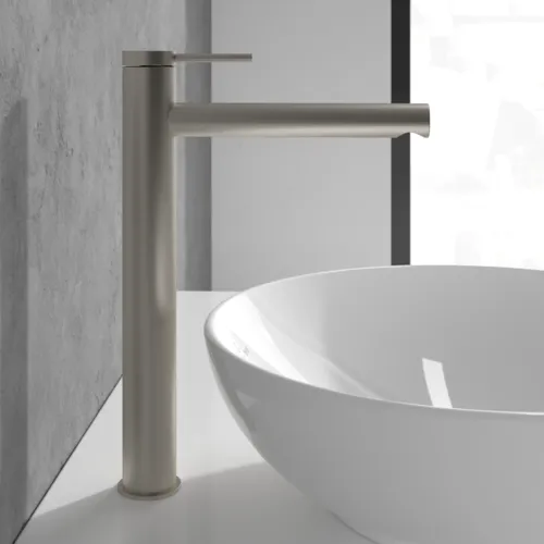 Bild von VILLEROY BOCH Loop & Friends Einhebel-Waschtischarmatur erhöht ohne Ablaufgarnitur, Brushed Nickel Matt #TVW10610615364