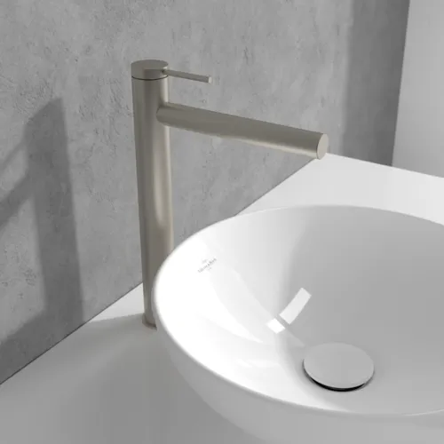 Bild von VILLEROY BOCH Loop & Friends Einhebel-Waschtischarmatur erhöht ohne Ablaufgarnitur, Brushed Nickel Matt #TVW10610615364