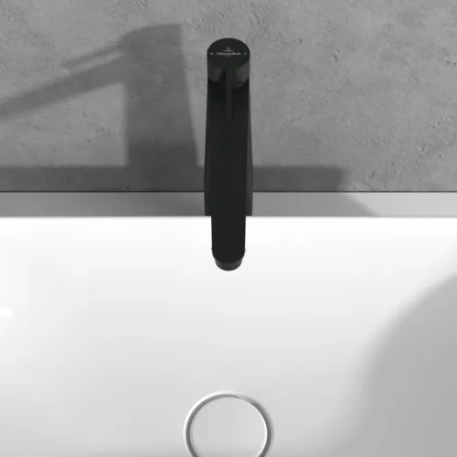 Bild von VILLEROY BOCH Conum Einhebel-Waschtischarmatur erhöht mit Push-Open-Ablaufgarnitur, Matt Black #TVW127005000K5