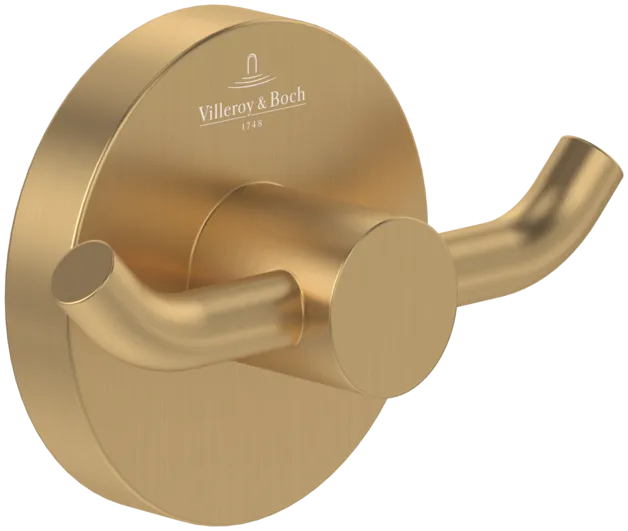 Obrázek VILLEROY BOCH Elements - Tender Double robe hook, 76 x 32 x 54 mm, Brushed Gold #TVA15101200076