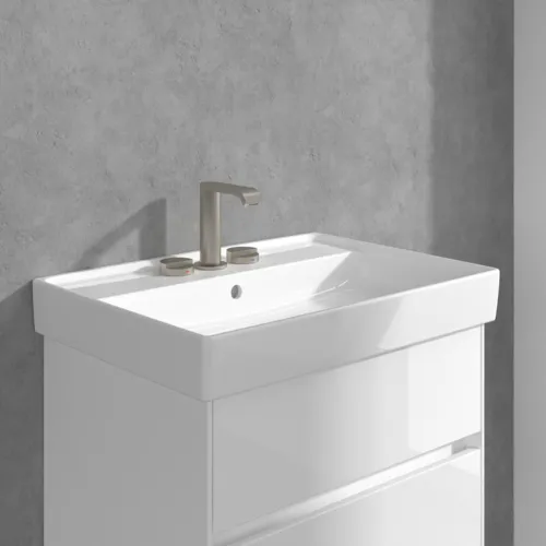 Bild von VILLEROY BOCH Dawn Dreiloch-Waschtischarmatur ohne Ablaufgarnitur, Brushed Nickel Matt #TVZ10600100064
