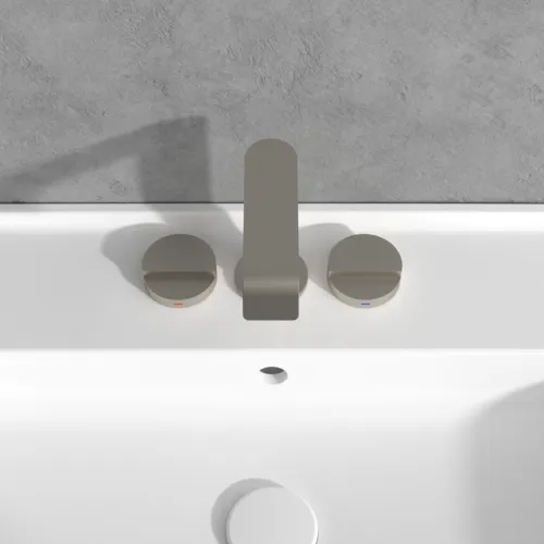 Bild von VILLEROY BOCH Dawn Dreiloch-Waschtischarmatur ohne Ablaufgarnitur, Brushed Nickel Matt #TVZ10600100064
