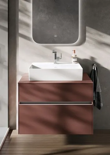 Bild von VILLEROY BOCH Collaro Waschbeckenunterschrank, mit Beleuchtung, 2 Auszüge, 800 x 548 x 500 mm, Wine Red / Wine Red #C069B0AH