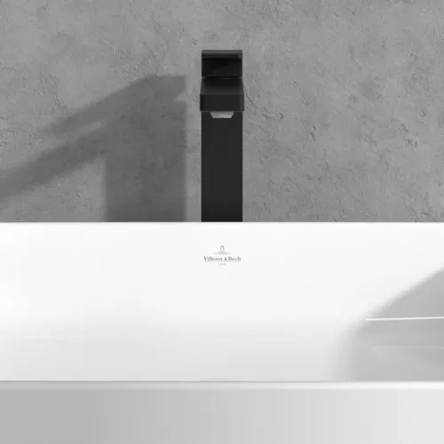 Bild von VILLEROY BOCH Architectura Square Einhebel-Waschtischarmatur erhöht mit Push-Open-Ablaufgarnitur, Matt Black #TVW125002000K5