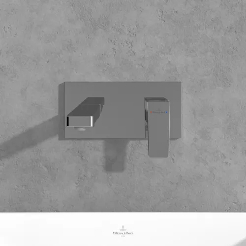 Bild von VILLEROY BOCH Architectura Square Einhebel-Waschtischarmatur mit Push-Open-Ablaufgarnitur, Chrom #TVW12500300061
