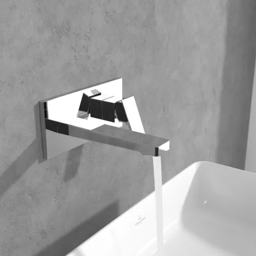 Bild von VILLEROY BOCH Architectura Square Einhebel-Waschtischarmatur mit Push-Open-Ablaufgarnitur, Chrom #TVW12500300061