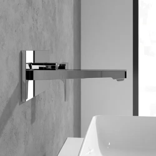 Bild von VILLEROY BOCH Architectura Square Einhebel-Waschtischarmatur mit Push-Open-Ablaufgarnitur, Chrom #TVW12500300061