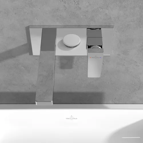 Bild von VILLEROY BOCH Architectura Square Einhebel-Waschtischarmatur mit Push-Open-Ablaufgarnitur, Chrom #TVW12500300061