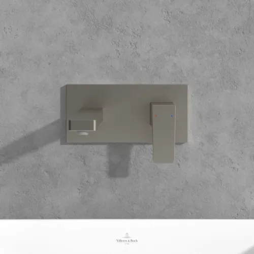 Picture of VILLEROY BOCH Architectura Square Single-lever basin mixer with push-open waste, Brushed Nickel Matt #TVW12500300064
