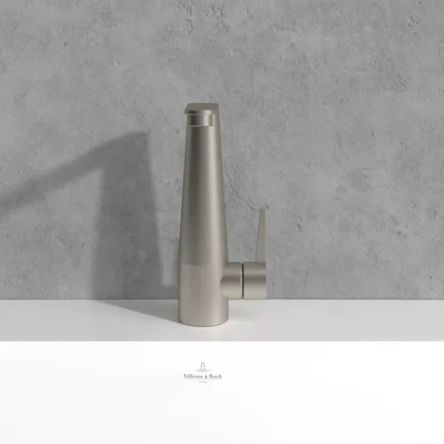 Bild von VILLEROY BOCH Conum Einhebel-Waschtischarmatur mit Push-Open-Ablaufgarnitur, Brushed Nickel Matt #TVW12700400064