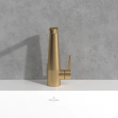 Bild von VILLEROY BOCH Conum Einhebel-Waschtischarmatur mit Push-Open-Ablaufgarnitur, Brushed Gold #TVW12700400076
