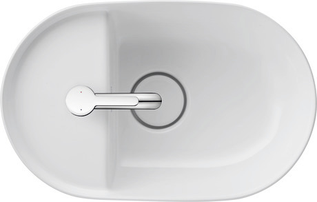 DURAVIT Aufsatzbecken 038142 Design by Cecilie Manz #03814226001 - p Farbe 00, Weiß Hochglanz, Anzahl Waschplätze: 1 Links, Anzahl Hahnlöcher pro Waschplatz: 1 Seitlich, Rückwand glasiert: Nein 420 x 270 mm