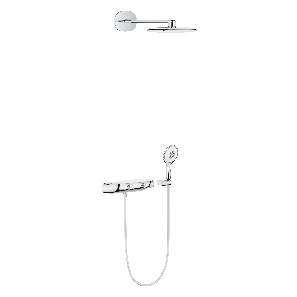 GROHE Rainshower System SmartControl Mono 360 Duschsystem mit Thermostatbatterie Auf-/Unterputz Kombination #26446LS0 - moon white / chrom