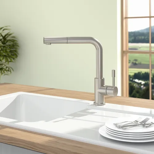Bild von VILLEROY BOCH Steel Shower Niederdruck Küchenarmatur, aus Edelstahl, Edelstahl massiv #969711LC