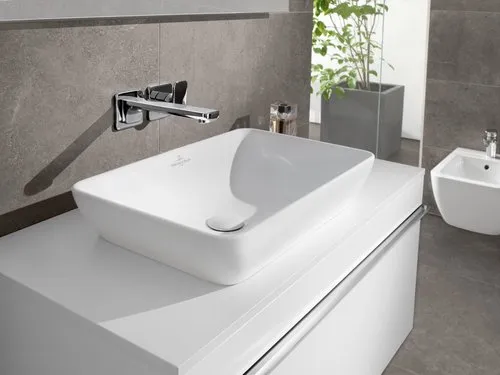 Bild von VILLEROY BOCH Venticello Halbeinbau-Aufsatzwaschbecken, 555 x 360 x 110 mm, Weiß Alpin CeramicPlus, mit Überlauf #411355R1