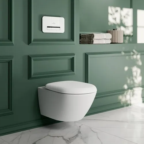 Bild von VILLEROY BOCH Antao Tiefspül-WC spülrandlos, wandhängend, mit TwistFlush, Stone White CeramicPlus #4674T0RW