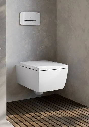 Bild von VILLEROY BOCH Memento 2.0 Tiefspül-WC spülrandlos, wandhängend, Stone White CeramicPlus #4633R0RW