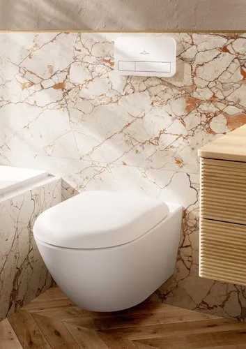 Bild von VILLEROY BOCH Antao Tiefspül-WC spülrandlos, wandhängend, mit TwistFlush, Stone White CeramicPlus #4674T0RW